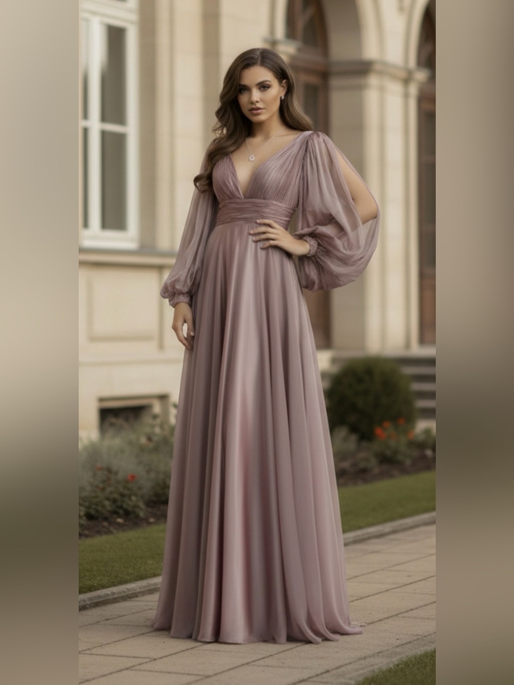 Mac Duggal Chiffon Open Sleeve Gown Sz 4